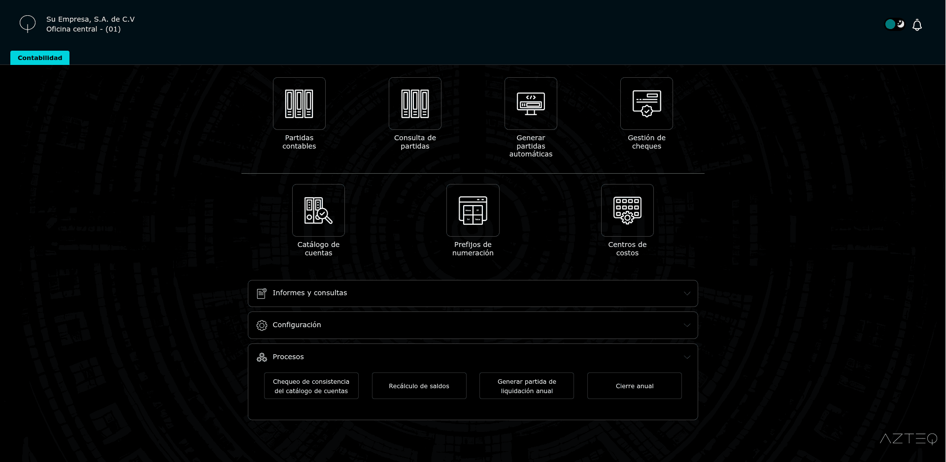Vista general del módulo de contabilidad